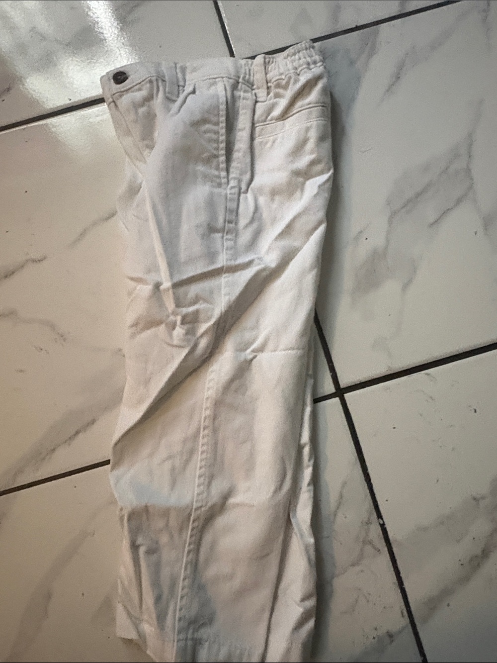 Boys Casual Stretch Cotton Pants in Off-White